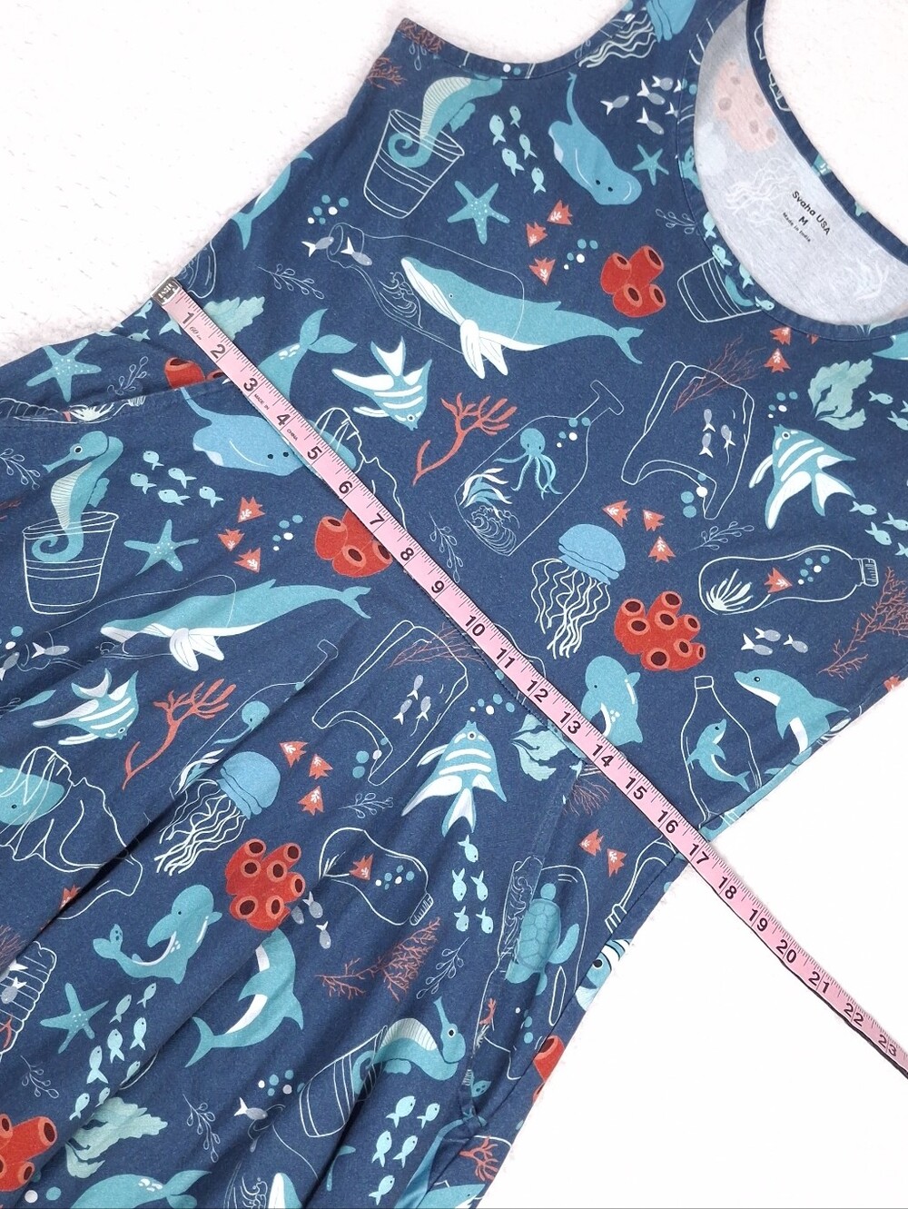 Svaha twirl dress ocean pollution conservation marine biology sea life pockets - Picture 6 of 10